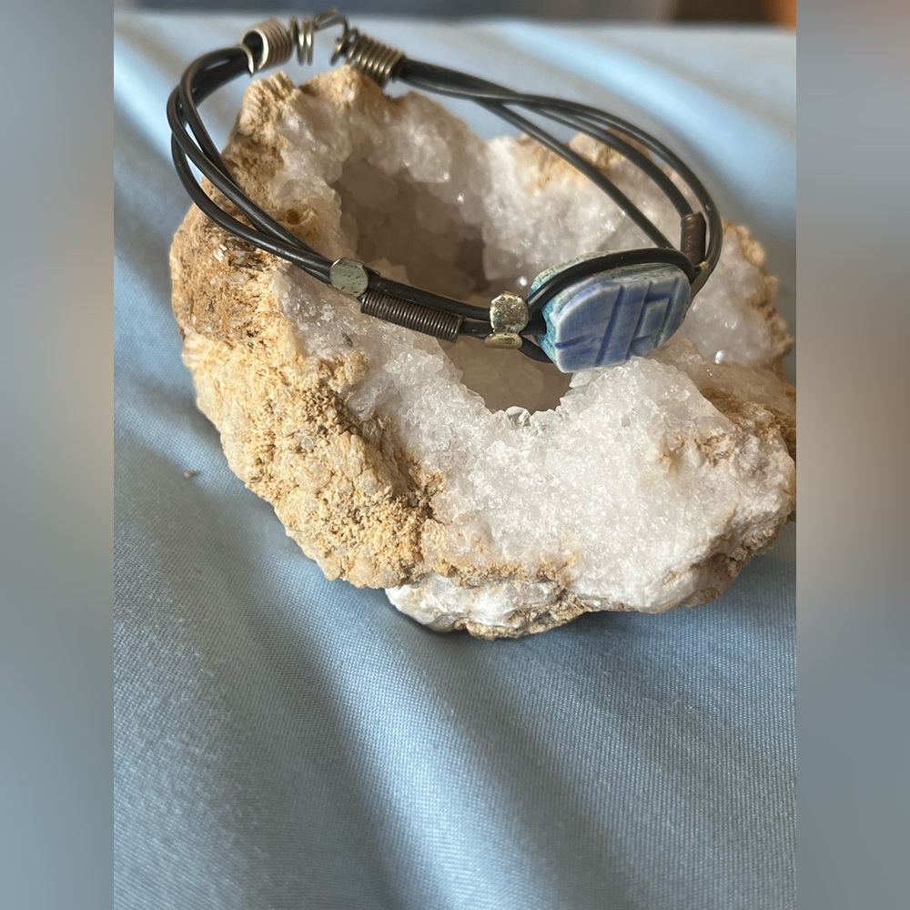 Leather Bracelet with Stone